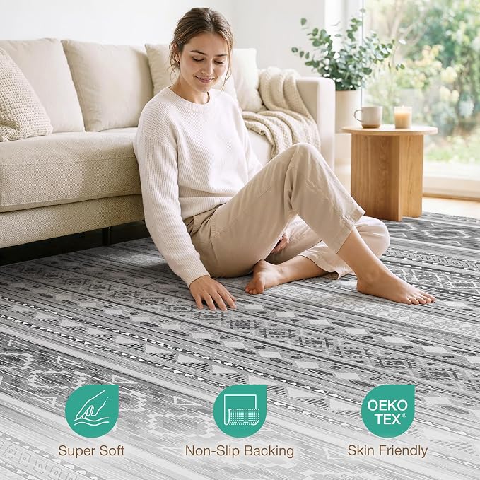 cotiled 5x7 Area Rugs Living Room Rug: Washable Boho Rugs - Image 4