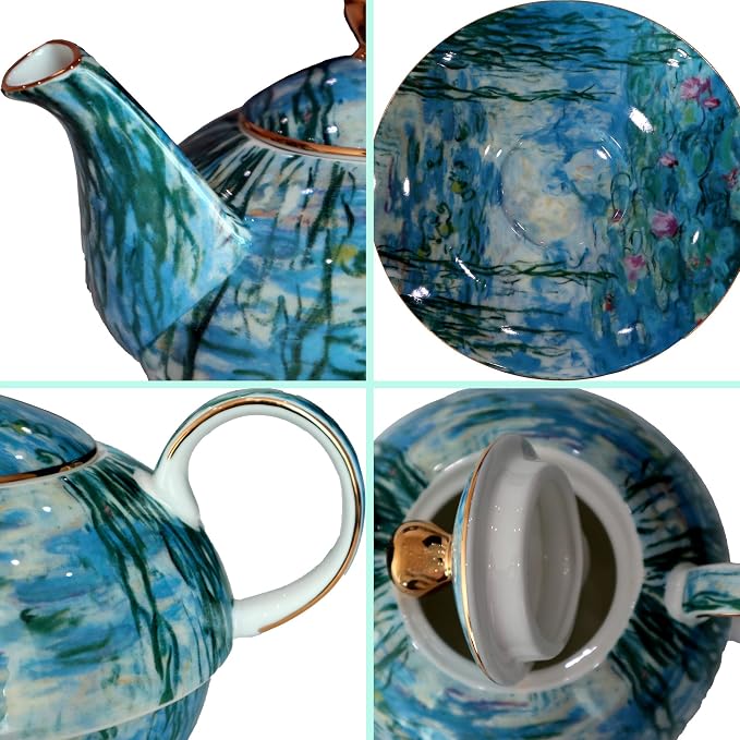 Porcelain 13 OZ Tea for One Teapot and Cup Set Vintage Floral Ceramic Tea Set - Image 3