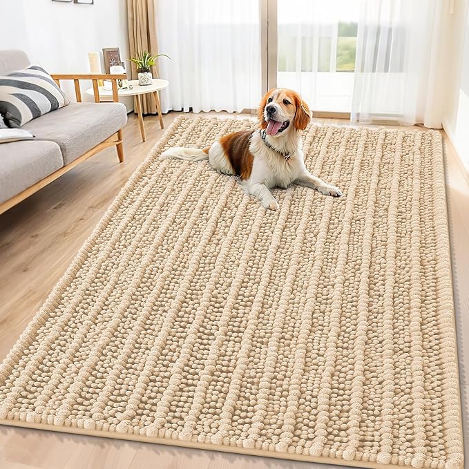 Smiry Dog Door Mat for Muddy Paws 71x46, Absorbent Dirt Trapper, Non-Slip by Smiry