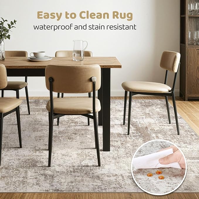 7x9 Area Rug Living Room: Washable Large Abstract Soft Rugs Stain Resistant - Image 6