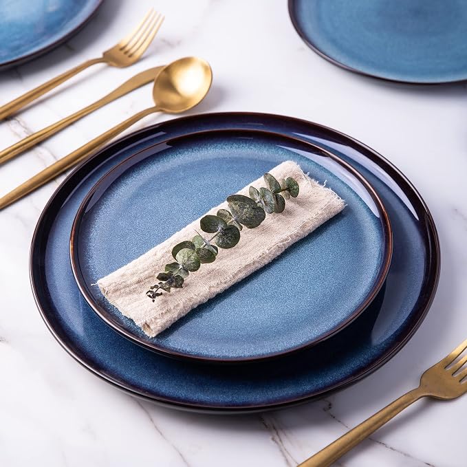 LERATIO Ceramic Plate Set of 6, 8.5 Inch Reactive Glaze Salad Plates | Modern - Image 5