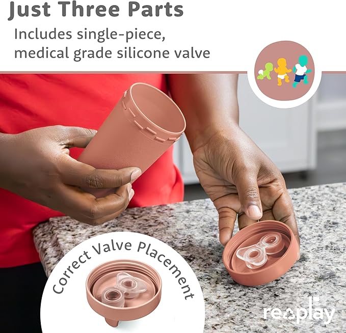 Re-Play Sippy Cups for Toddlers - 10 Oz. Reusable Spill Proof Cups for Kids, Dishwasher/Microwave Safe - Made in USA - Set of 4-3.13" x 6.25" - Desert Roses