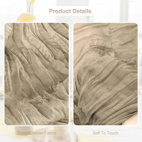 1 Pack Khaki Cheesecloth Table Runner 35x120 Inch 10Ft Rustic Gauze Cheese - Image 2