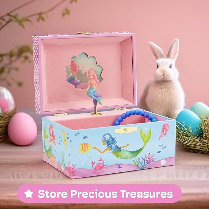 Jewelkeeper Musical Jewelry Box for Girls, Underwater Mermaid Jewelry Boxes, Over The Waves Tune and Spinning Mermaid Doll, Girls Gifts Music Box