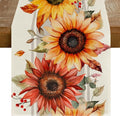 RABUSOFA Sunflower Maple Leaves Fall Table Runner, Seasonal Autumn Kitchen by RABUSOFA