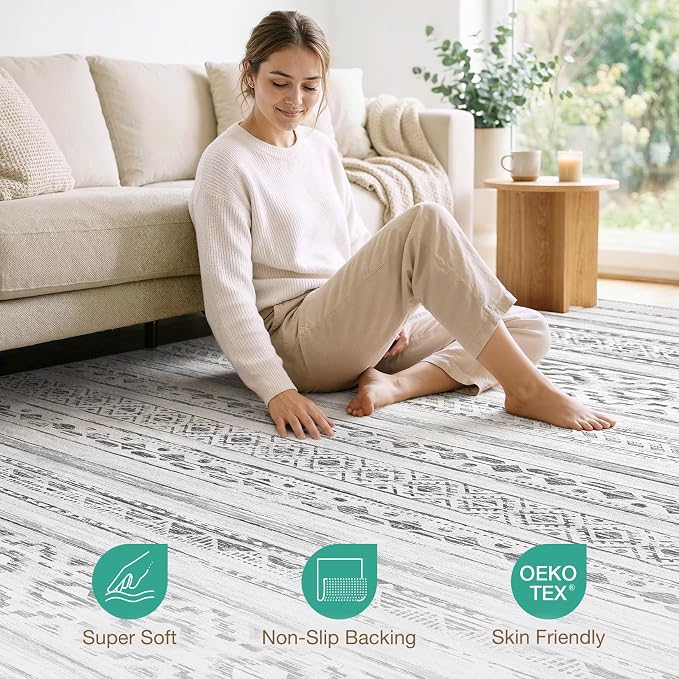 cotiled 5x8 Area Rugs Living Room Rug: Washable Boho Rugs - Image 4