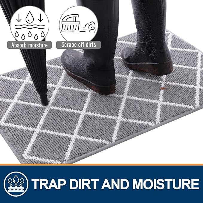 Finchitty Large Indoor Door Mat, Non-Slip Absorbent Resist Dirt Entrance Mat - Image 2