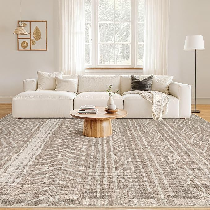 Nakagishi 12x15 Area Rug Living Room: Washable Boho Large Neutral Modern Soft - Image 4