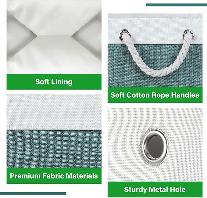 Bidtakay Fabric Storage Baskets for Shelves 3 Pack Large Storage Bins for Organizing Linen Collapsible Organizer for Closet-Deep Green