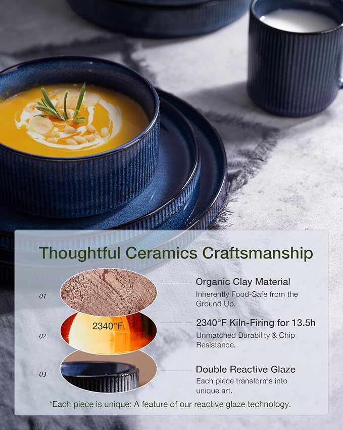 Famiware Star Ceramic Plates and Bowls Sets, Reactive Glaze Dishes - Image 4