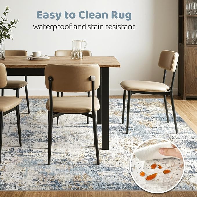 5x8 Area Rug Washable Rugs: Large Abstract Modern Soft Stain Resistant Indoor - Image 6