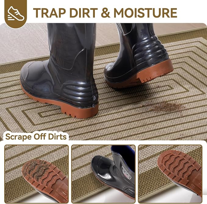 Front Door Mat 24''x35'', Absorbent Dirt Resist Washable Non Slip Low-Profile - Image 3