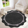 GarveeHome Scalloped Bow Rug for Living Room, 5ft Round Rugs Washable Solid Rug by GarveeHome