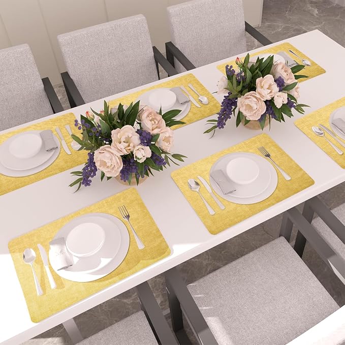Maxpearl Faux Leather Placemats Set of 4, Light Yellow | Waterproof - Image 6