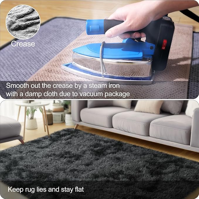 qulint 9x12 Area Rug for Living Room, Soft Fluffy Rug for Bedroom Shag Shaggy - Image 5