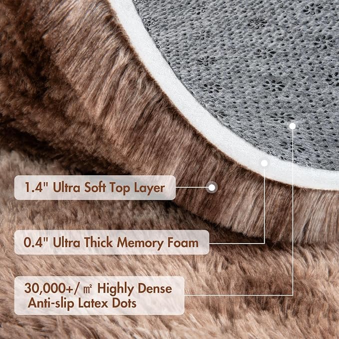 6x9 Ft Large Shag Brown Area Rug - Image 7