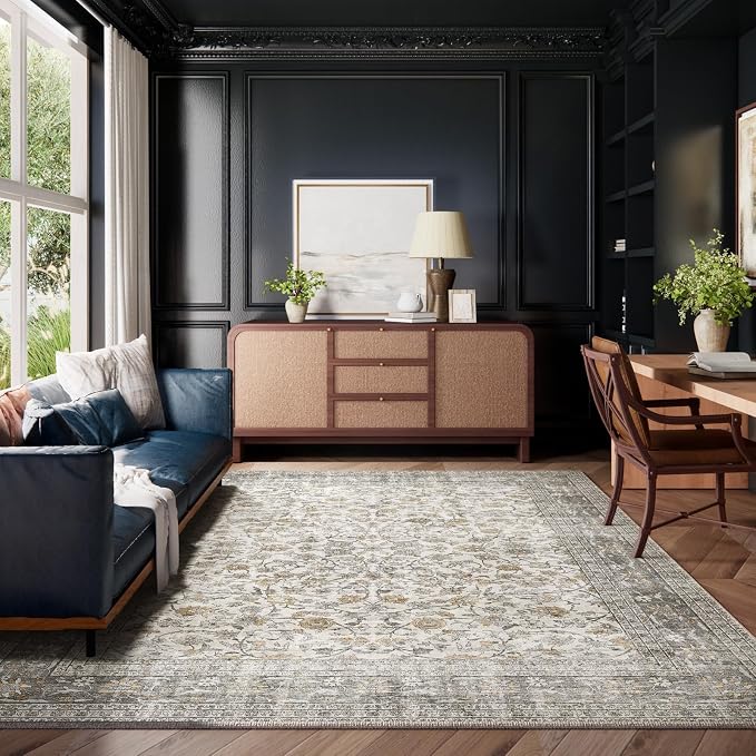 Machine Washable Rugs for Living Room: 6x9 Area Rugs for Bedroom Vintage Stain - Image 6
