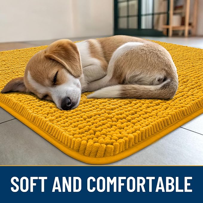 Smiry Dog Door Mat for Muddy Paws 30x17, Absorbent Dirt Trapper, Non-Slip - Image 2