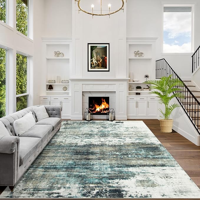 9x12 Area Rugs Washable Rug: Modern Abstract Living Room Rug Soft Anti-Skid by GENTDRIZZ
