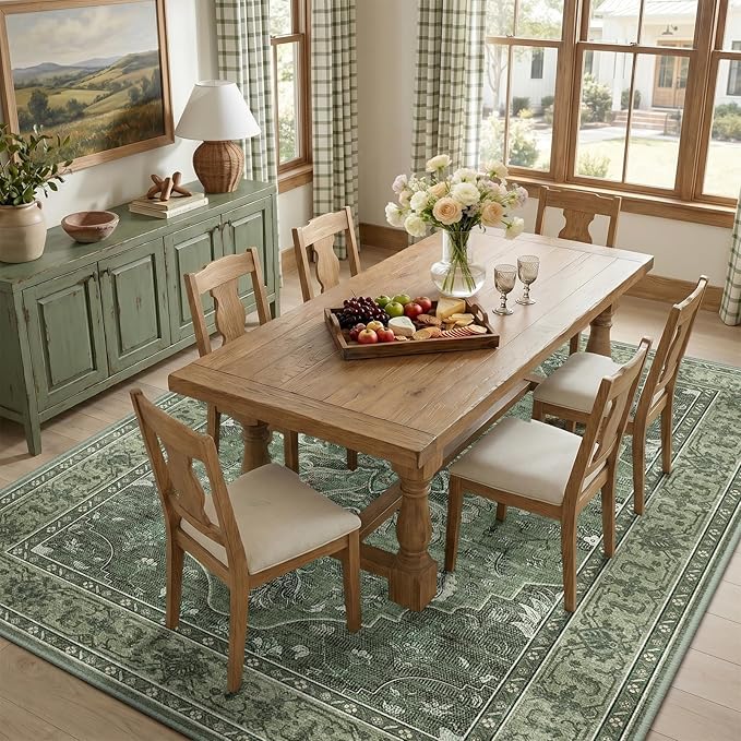 RELEANY Area Rugs 7'x10' Washable Non-Slip, Floral Vintage Distress Medallion - Image 3