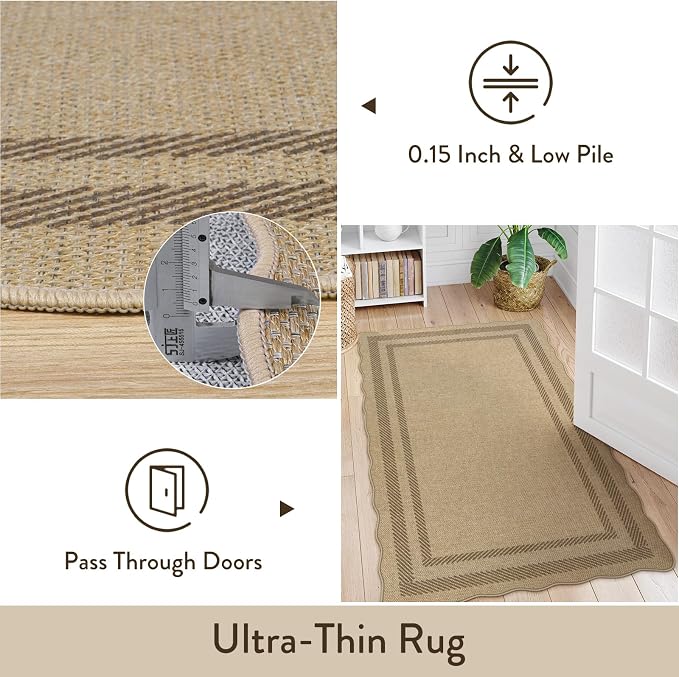 LIVEBOX Scalloped Easy Jute Kitchen Rug, 2x3 Front Door Mat Indoor Outdoor - Image 6