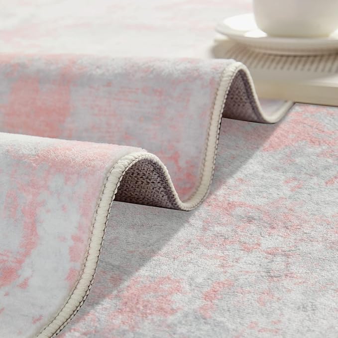 Latte&Fog Pink 4x6 Area Rug for Entryway, Modern Abstract Cute Small Rugs for - Image 7