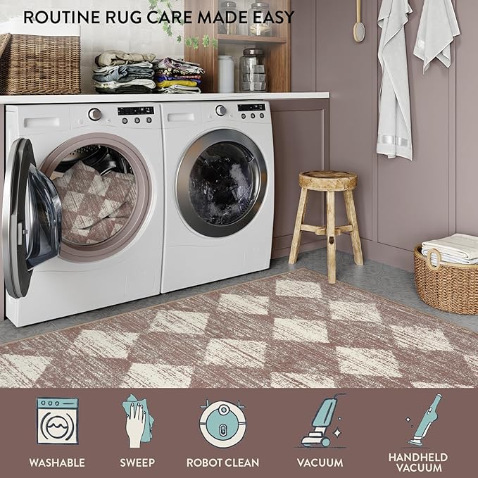 Lahome Zelie Machine Washable Bathroom Rugs Runner, 2x5 Non Slip Entryway Rugs - Image 4
