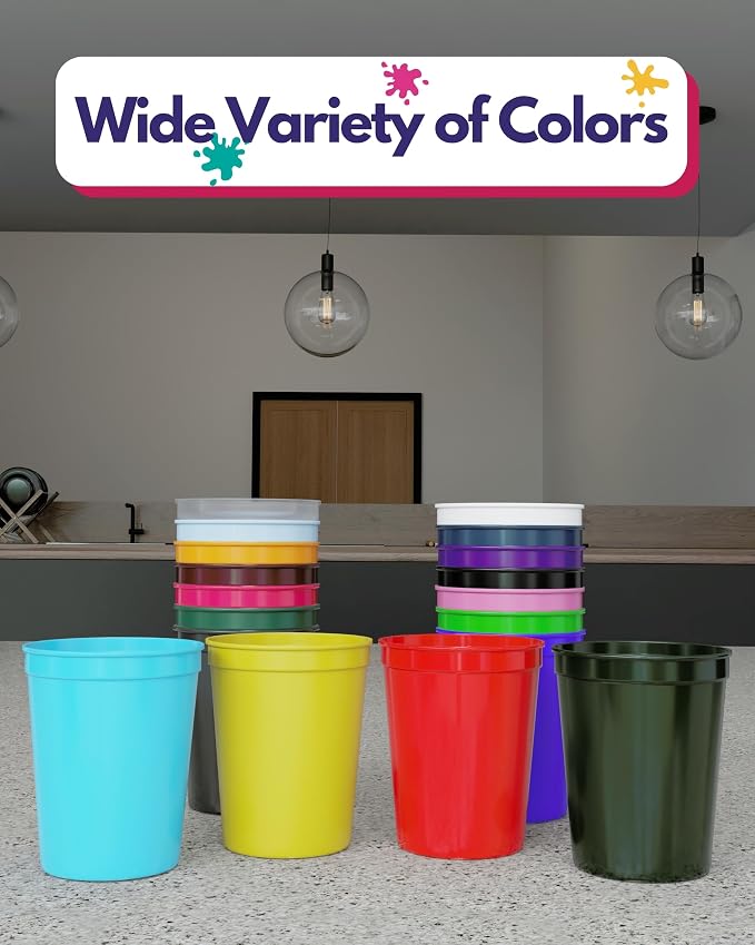 PartyPrints 10 Pack Small 10 to 12 oz Maroon Reusable Blank Plastic Cups - Image 7