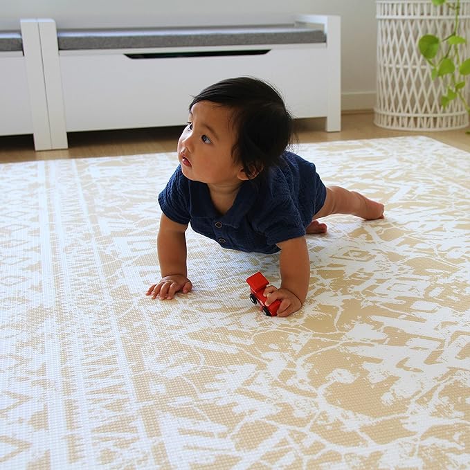 Cushmat Stylish Reversible Foam Play Mat (Large, Explorer - Gray Sand) - Soft, Waterproof, Durable Play mat for Infants, Babies, Toddler, Kids & Grownup - 6.5ft x 4.5ft