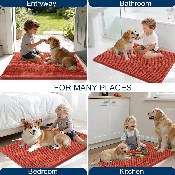 OLANLY Dog Door Mat for Muddy Paws 24x16, Ultra Absorbent Chenille Mud Doormat - Image 8