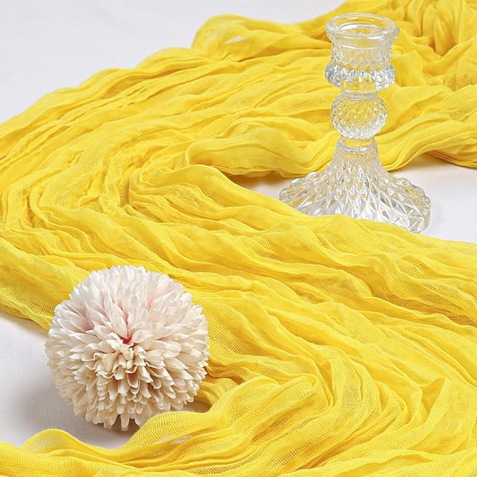 6 Pack 10Ft Lemon Yellow Cheesecloth Table Runner 23 x 120 Inch | Gauze Rustic - Image 3