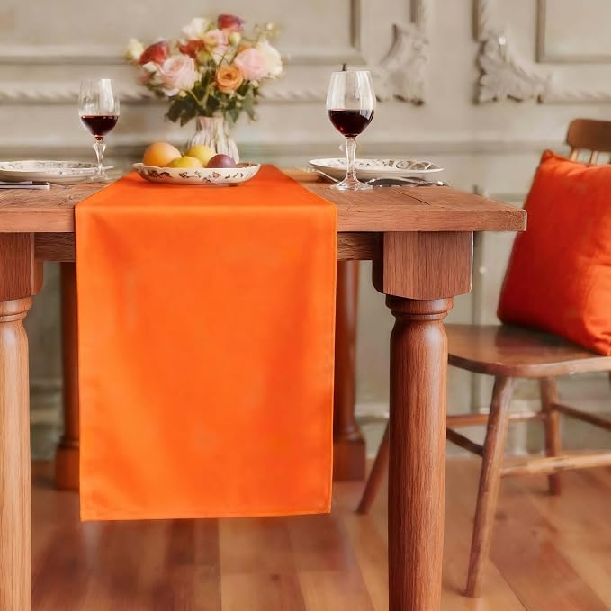 FOLINS&HOME Orange Waterproof Decorative Table Runner 72 Inches Long | 210GSM by FOLINSHOME