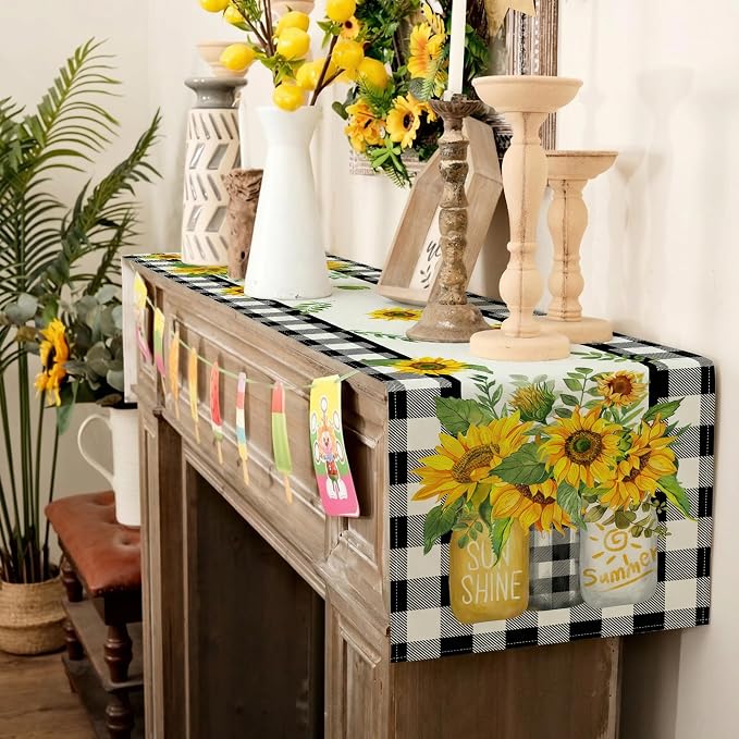 Sunflower Summer Table Runner 13x108 Inch, Kitchen Dining Table Decoration - Image 9