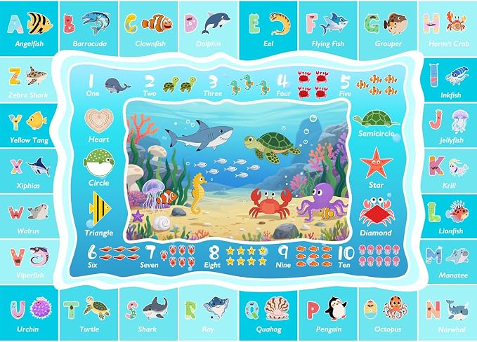 ABC Kids Ocean Rug for Playroom, 5x7 ft Alphabet Classroom Rug, Educational - Image 3