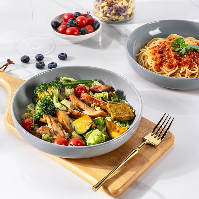 AmorArc 8.75'' Large Ceramic Pasta Bowls, 36oz Handpainted Stoneware Bowls Set - Image 5
