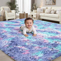 Rainbow Fluffy Rugs for Girls Bedroom: 4x6 Large Shag High Pile Area Rug by PLHXFRSoftAreaRugs