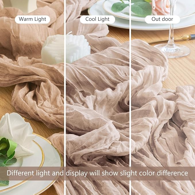 Cheesecloth Table Runner Nude Pink 10FT Boho Gauze Runner, 12 Pack | 120 Inch - Image 8