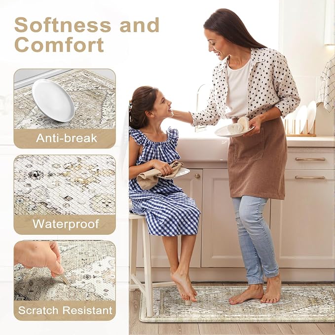 Collive Farmhouse Anti Fatigue Kitchen Mat, Cushioned Kitchen Rug Sets of 2 - Image 4
