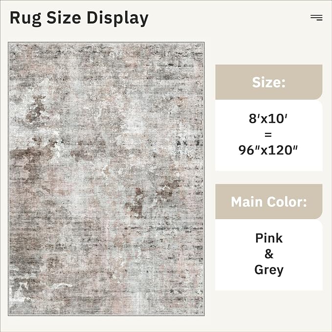 Soalmost Abstract Rug 8x10 Large Living Room Rugs Neutral Modern Washable Area - Image 5