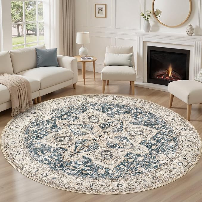 Tortania 4' Round Area Rug Living Room Rugs - Image 4