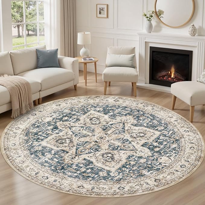 Tortania 7' Round Area Rug Living Room Rugs - Image 4