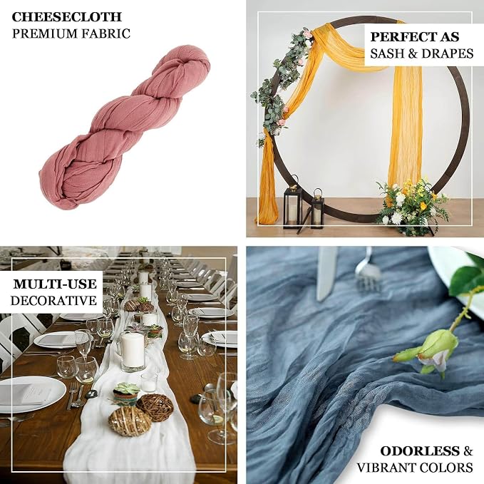 Efavormart 20ft Dusty Blue Gauze Cheesecloth Wedding Arch Drapery Fabric - Image 3