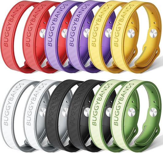 Mosquito Repellent Bracelets,12 Pack Silicone Mosquito Repellent Bands with DEET Free, Natural & Waterproof Bug Wristbands for Kids and Adults, Outdoor Traveling Protection