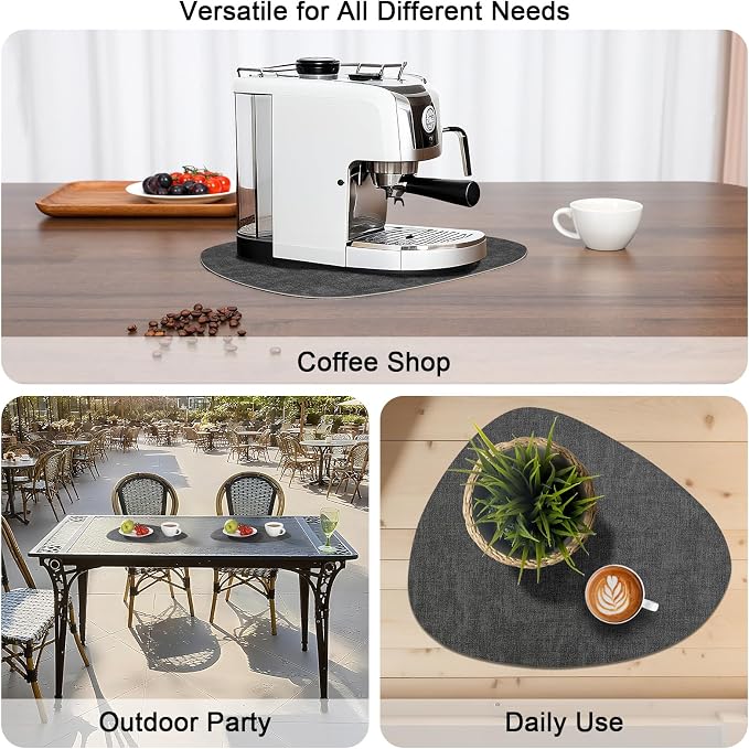Placemats and Coasters, Washable Reversible Placemats Round Faux Leather - Image 7