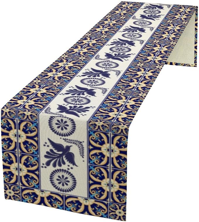Floral Bird Mexican Table Runner, 13x90 Inch - Image 2