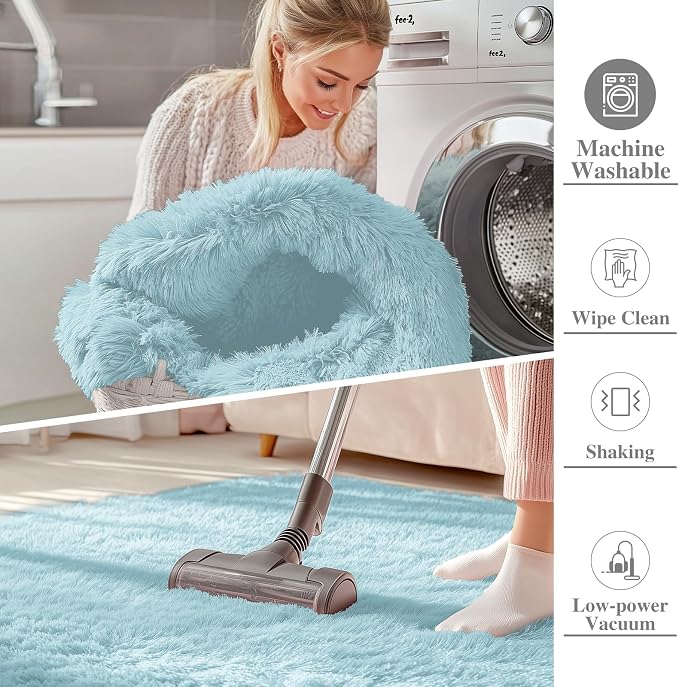 OLANLY 3x5 Machine Washable Small Bedside Rug, Soft Fluffy Shaggy Rugs - Image 2