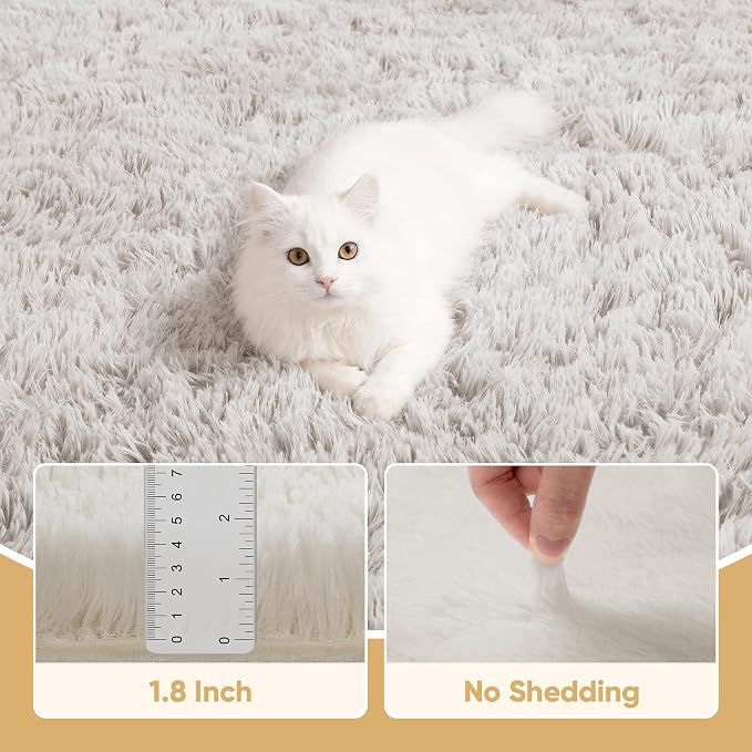 Area Rug for Living Room Bedroom: 4x6 White Soft Fluffy Shag Upgrade Non-Slip - Image 5