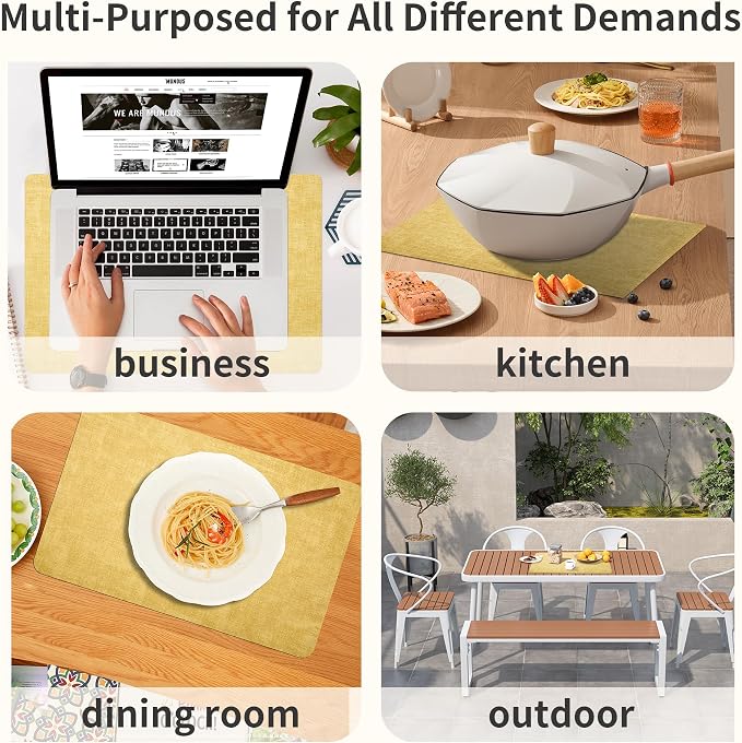 Maxpearl Faux Leather Placemats Set of 4, Light Yellow | Waterproof - Image 8