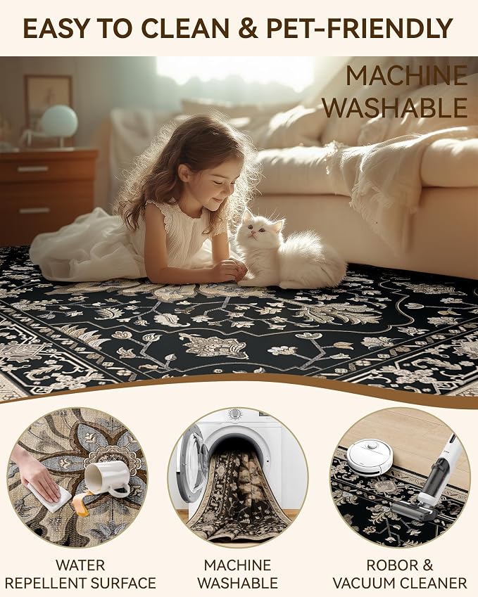RELEANY Area Rugs Runner 2'x8' Washable Non-Slip, Floral Vintage Distress - Image 5