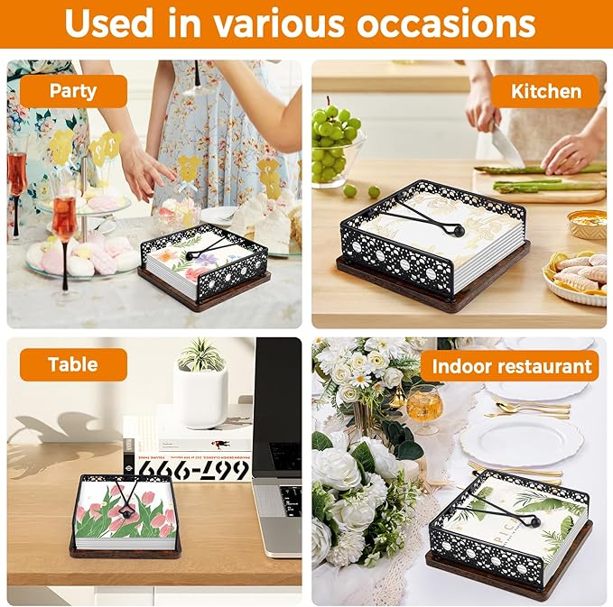 Wooden Napkin Holder for Table, Farmhouse Napkin Holder - Image 4